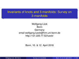 Invariants of Knots and 3-Manifolds: Survey on 3-Manifolds