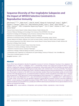 Sequence Diversity of Pan Troglodytes Subspecies and the Impact of WFDC6 Selective Constraints in Reproductive Immunity