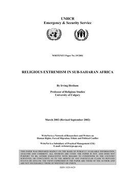 Religious Extremism in Sub-Saharan Africa