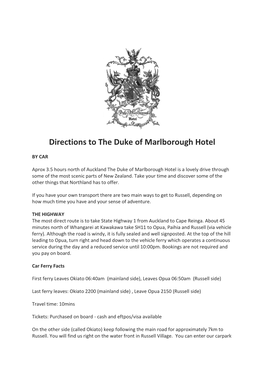 Directions to the Duke of Marlborough Hotel