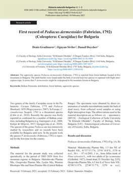 First Record of Pediacus Dermestoides (Fabricius, 1792) (Cole…