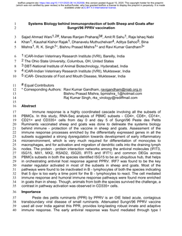 Systems Biology Behind Immunoprotection of Both Sheep and Goats After 2 Sungri/96 PPRV Vaccination