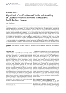 Algorithmic Classification and Statistical Modelling of Coastal Applications in Archaeology Settlement Patterns in Mesolithic South-Eastern Norway