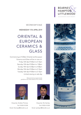 Oriental & European Ceramics & Glass