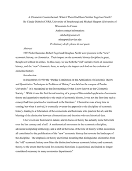 A Cliometric Counterfactual: What If There Had Been Neither Fogel Nor