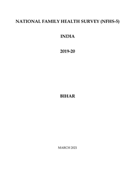 National Family Health Survey (Nfhs-5) India 2019-20 Bihar