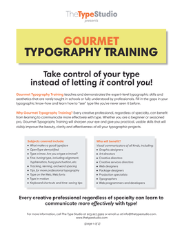 Gourmet Typography Training