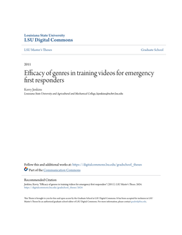 Efficacy of Genres in Training Videos for Emergency First Responders