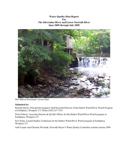 Water Quality Conditions in the Silvermine / Lower Norwalk River