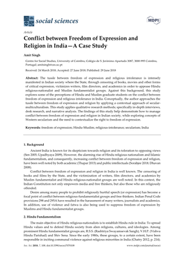 Conflict Between Freedom of Expression and Religion in India—A Case Study