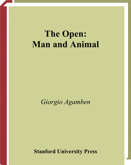 The Open Man and Animal by Giorgio Agamben