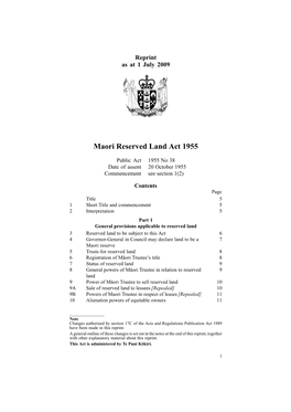 Maori Reserved Land Act 1955