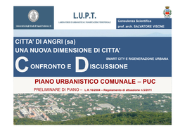 CITTA' DI ANGRI (Sa) UNA NUOVA DIMENSIONE DI CITTA' ONFRONTO E ISCUSSIONE PIANO URBANISTICO COMUNALE –