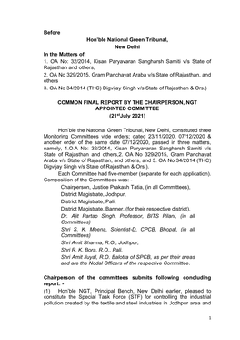 Before Hon'ble National Green Tribunal, New Delhi in the Matters