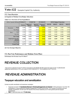 REVENUE COLLECTION REVENUE ADMINISTRATION Vote