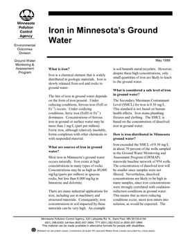 Iron in Minnesota's Ground Water
