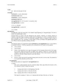 User Commands Tail ( 1 ) Tail – Deliver the Last Part of a File /Usr/Bin/Tail