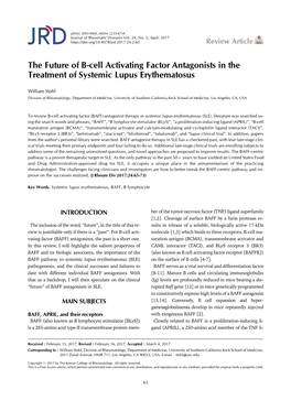 The Future of B-Cell Activating Factor Antagonists in the Treatment of Systemic Lupus Erythematosus