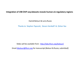 Integration of 198 Chip-Seq Datasets Reveals Human Cis-Regulatory Regions