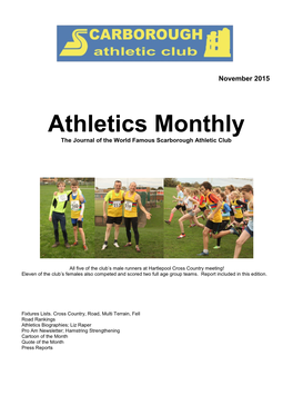 Athletics Monthly the Journal of the World Famous Scarborough Athletic Club