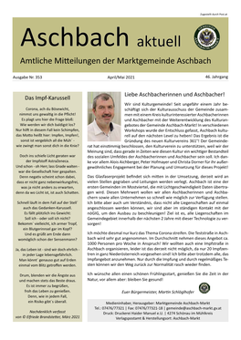 Amtliche Mitteilungen Der Marktgemeinde Aschbach