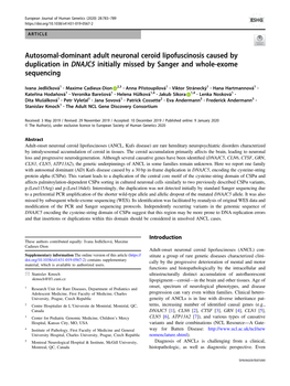 Autosomal-Dominant Adult Neuronal Ceroid Lipofuscinosis Caused by Duplication in DNAJC5 Initially Missed by Sanger and Whole-Exome Sequencing