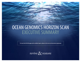 Ocean Genomics Horizon Scan Executive Summary