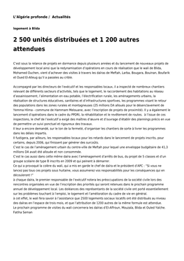 2 500 Unités Distribuées Et 1 200 Autres Attendues