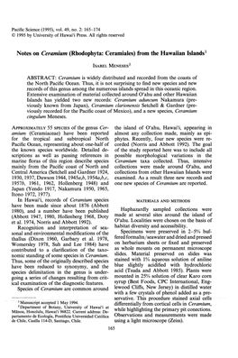 Notes on Ceramium (Rhodophyta: Ceramiales) from the Hawaiian Islands!