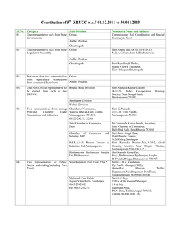 Constitution of 5 ZRUCC W.E.F 01.12.2011 to 30.011.2013