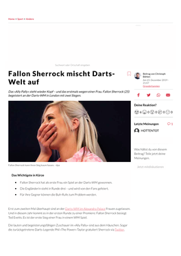 Fallon Sherrock Mischt Darts-Welt