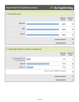 Super Bowl XLV Captioning Survey