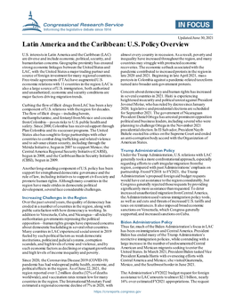 Latin America and the Caribbean: U.S. Policy Overview