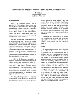 Heat Index Climatology for the North-Central United States