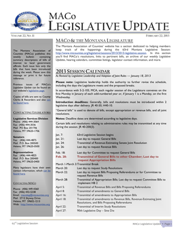 Maco LEGISLATIVE UPDATE VOLUME 22, NO