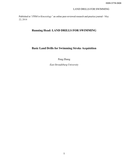 Basic Land Drills for Swimming Stroke Acquisition