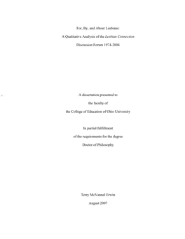 For, By, and About Lesbians: a Qualitative Analysis of the Lesbian Connection