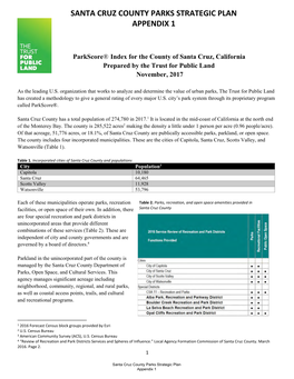 Santa Cruz County Parks Strategic Plan Appendix 1