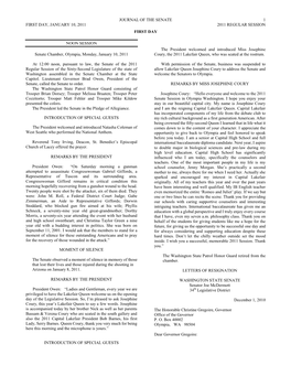 Journal of the Senate 1 First Day, January 10, 2011 2011 Regular Session First Day