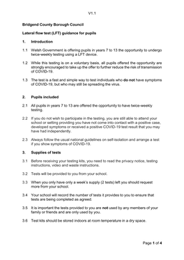 V1.1 Page 1 of 4 Bridgend County Borough Council Lateral Flow Test