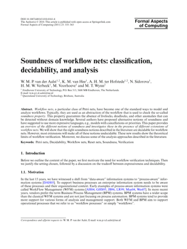 Soundness of Workflow Nets: Classification