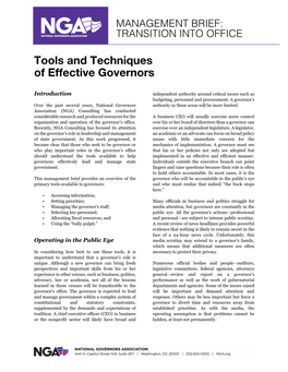 Tools and Techniques of Effective Governors