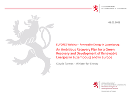 An Ambitious Recovery Plan for a Green Recovery and Development of Renewable Energies in Luxembourg and in Europe