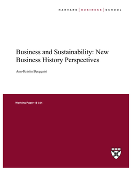 Business and Sustainability: New Business History Perspectives
