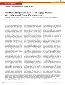 Montagna Symposium 2014—Skin Aging: Molecular Mechanisms and Tissue Consequences Barbara A