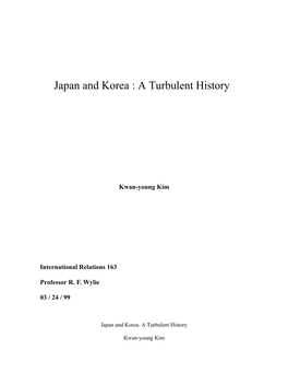 Japan and Korea: a Turbulent History