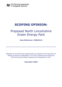 SCOPING OPINION: Proposed North Lincolnshire Green Energy Park