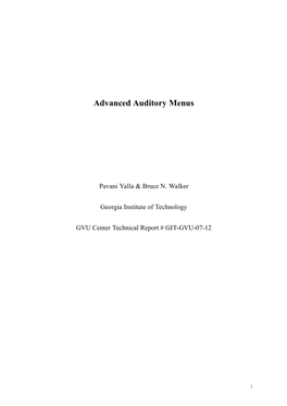 Advanced Auditory Menus