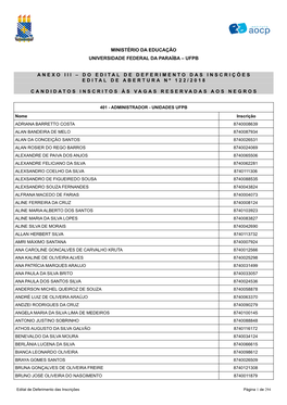 Ufpb Anexo Iii – Do Edital De Deferimento Das Inscrições