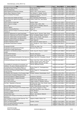 Ebooksspringer Contrat 4903.07.Xls Title Editors/Authors Year Book ISBN13 Book E-ISBN13 the Abcs of Gene Cloning Wong, Dominic W
